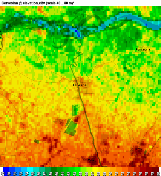 Cervesina elevation map