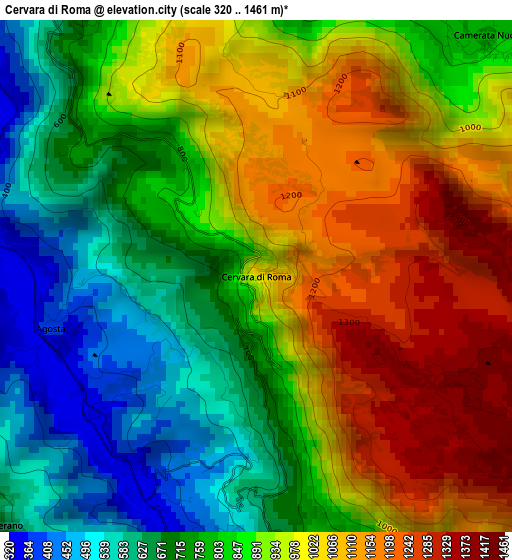 Cervara di Roma elevation map