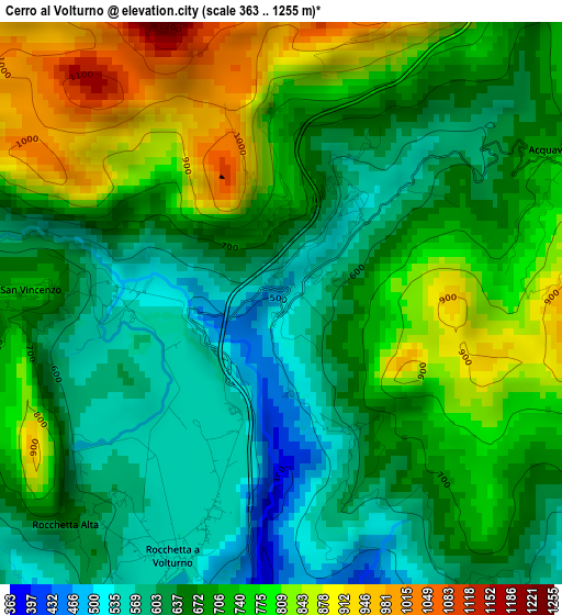 Cerro al Volturno elevation map