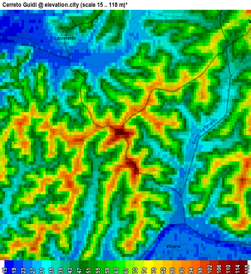 Cerreto Guidi elevation map