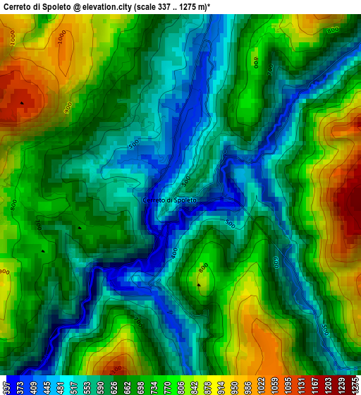 Cerreto di Spoleto elevation map