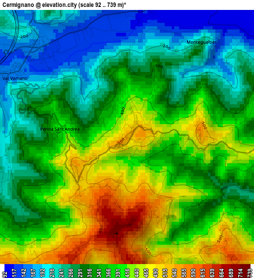 Cermignano elevation map