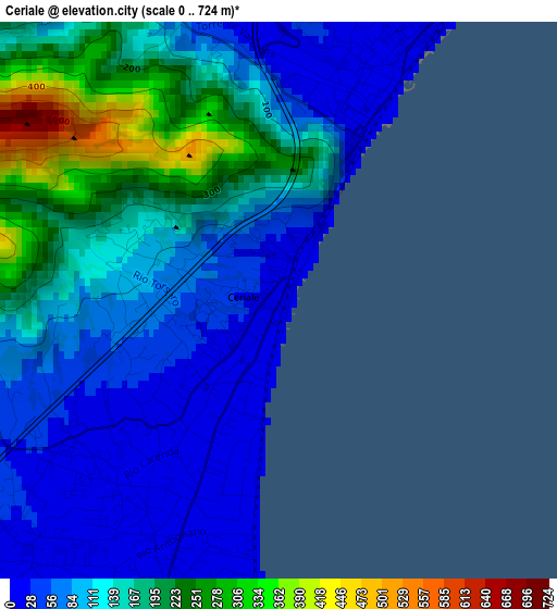 Ceriale elevation map