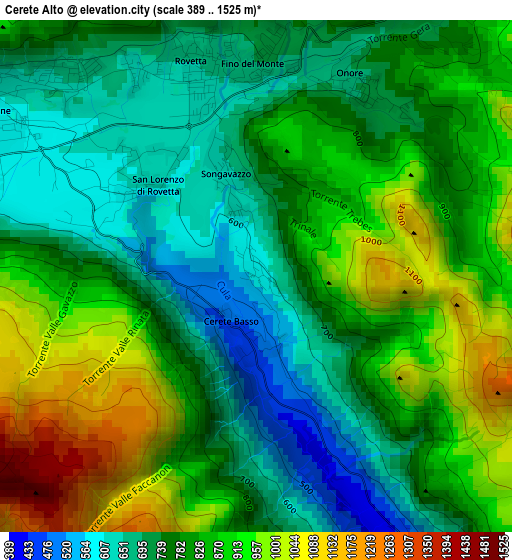 Cerete Alto elevation map