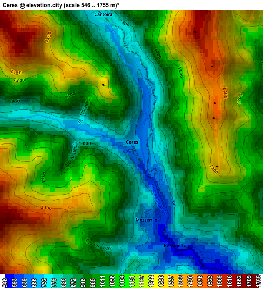 Ceres elevation map