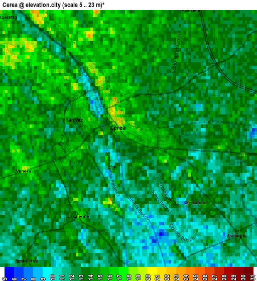 Cerea elevation map