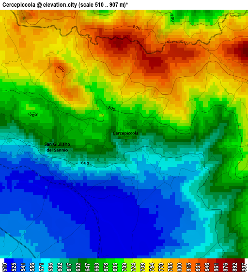 Cercepiccola elevation map