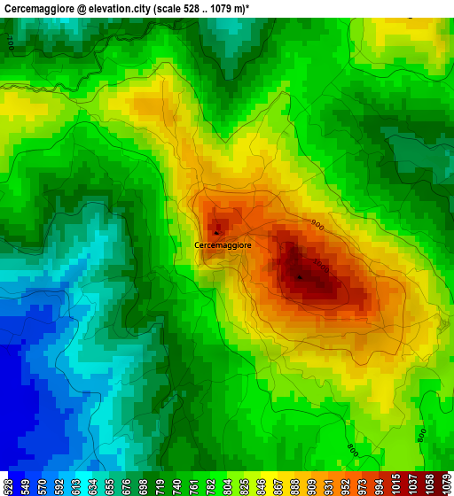 Cercemaggiore elevation map