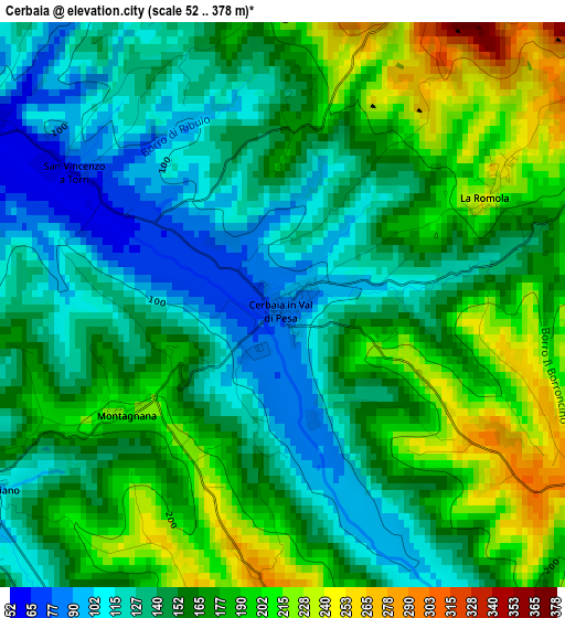 Cerbaia elevation map