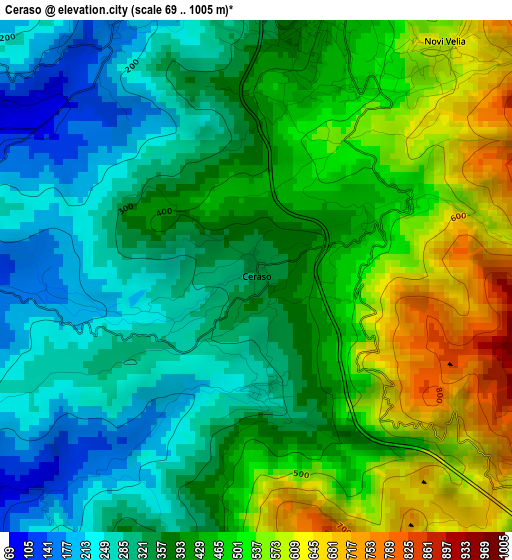 Ceraso elevation map