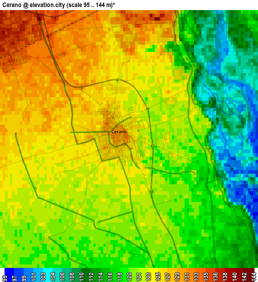 Cerano elevation map