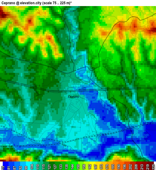 Ceprano elevation map