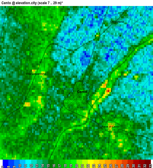 Cento elevation map