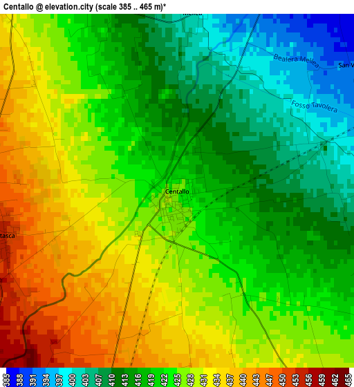 Centallo elevation map