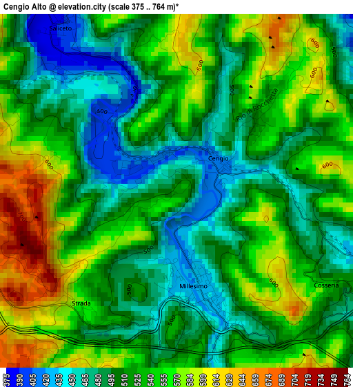 Cengio Alto elevation map