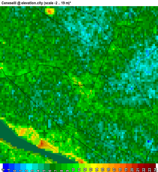 Ceneselli elevation map