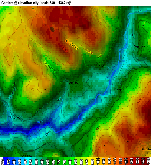 Cembra elevation map