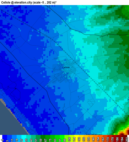 Cellole elevation map