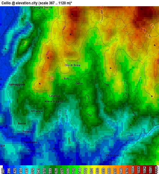 Cellio elevation map