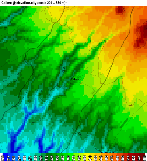 Cellere elevation map