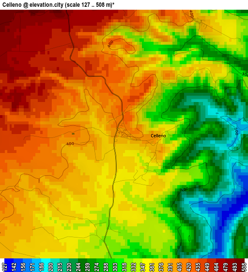 Celleno elevation map