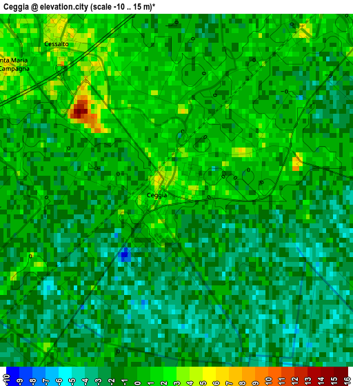 Ceggia elevation map