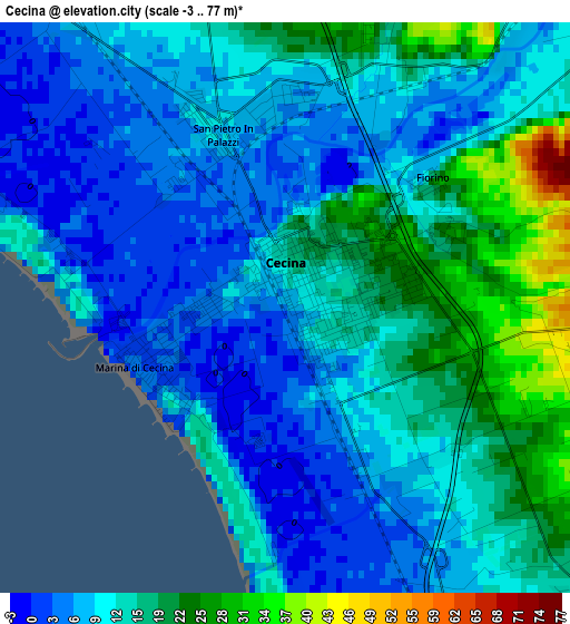 Cecina elevation map