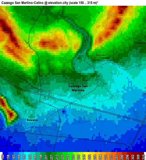 Cazzago San Martino-Calino elevation map