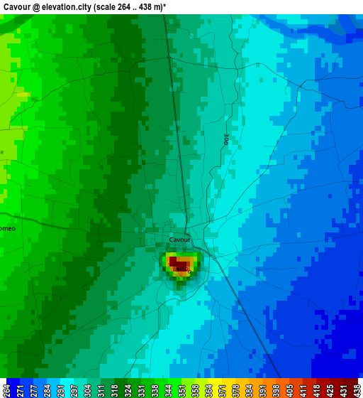 Cavour elevation map