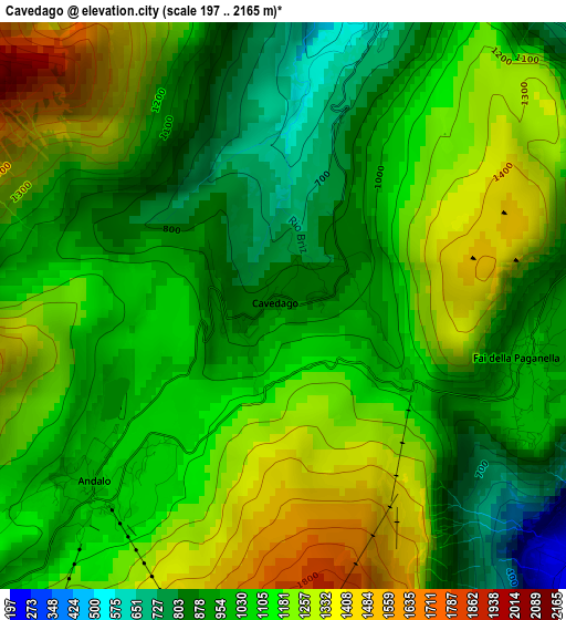 Cavedago elevation map