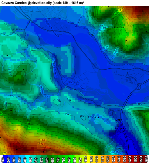 Cavazzo Carnico elevation map