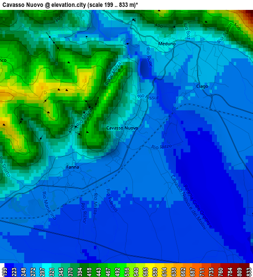 Cavasso Nuovo elevation map