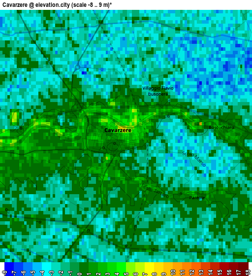 Cavarzere elevation map