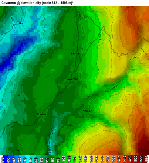 Cavareno elevation map