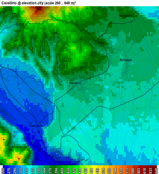 Cavallirio elevation map