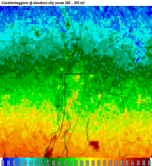 Cavallermaggiore elevation map