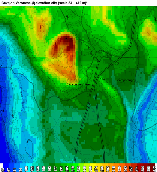 Cavajon Veronese elevation map
