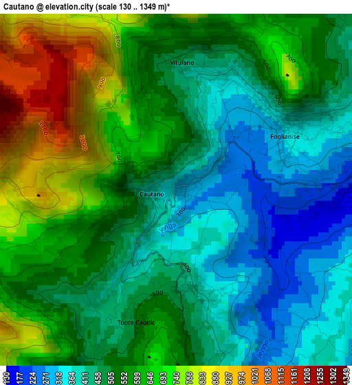 Cautano elevation map