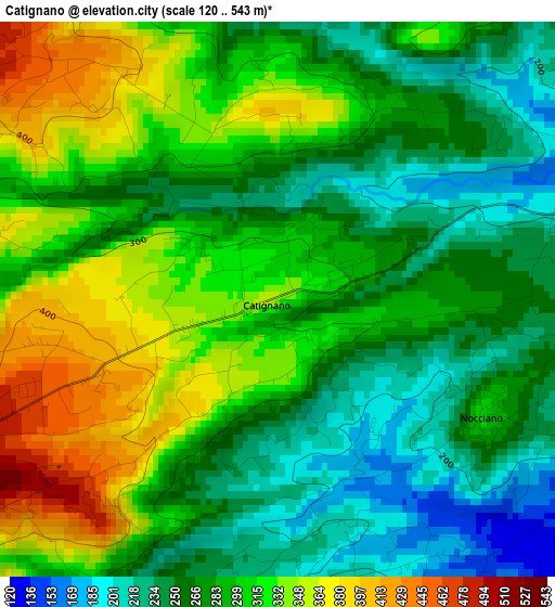 Catignano elevation map