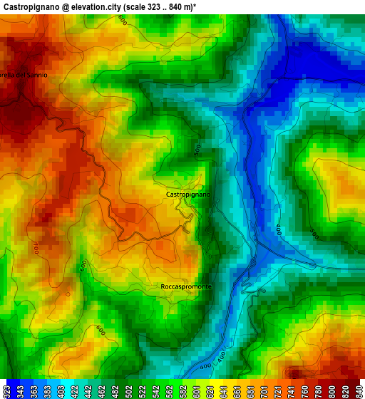 Castropignano elevation map