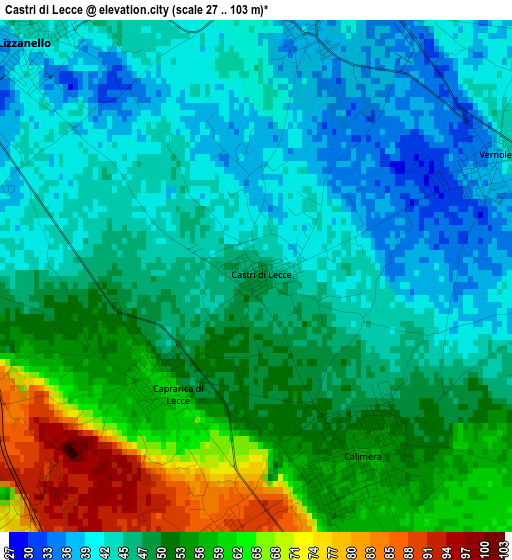 Castri di Lecce elevation map