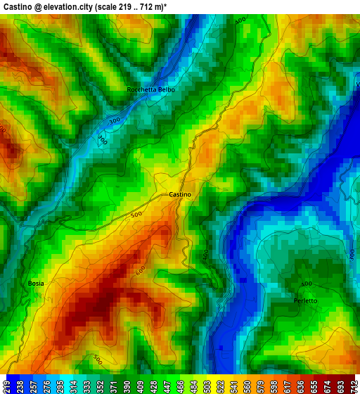 Castino elevation map