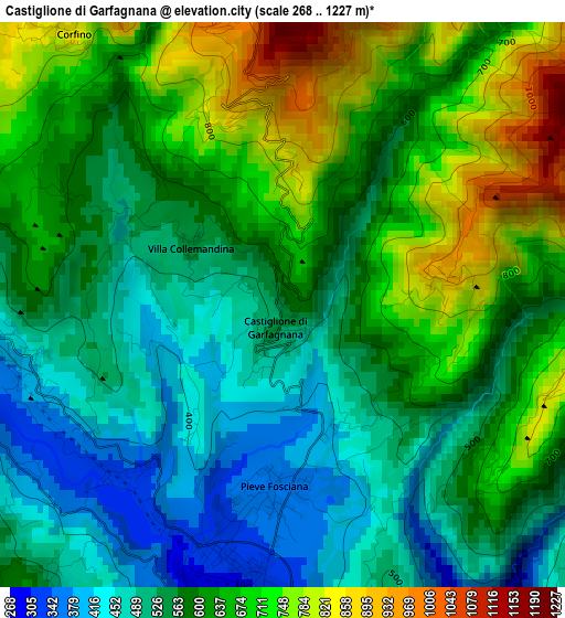 Castiglione di Garfagnana elevation map