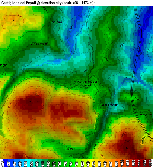 Castiglione dei Pepoli elevation map