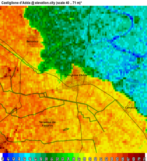 Castiglione d'Adda elevation map