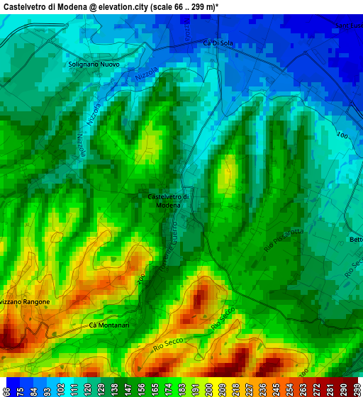 Castelvetro di Modena elevation map