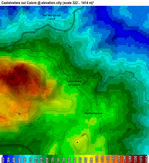 Castelvetere sul Calore elevation map