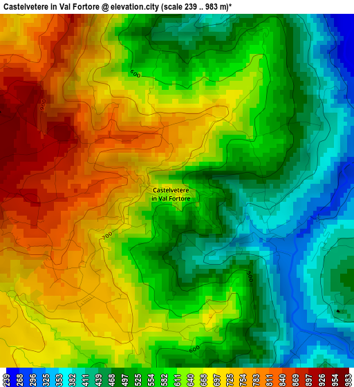 Castelvetere in Val Fortore elevation map