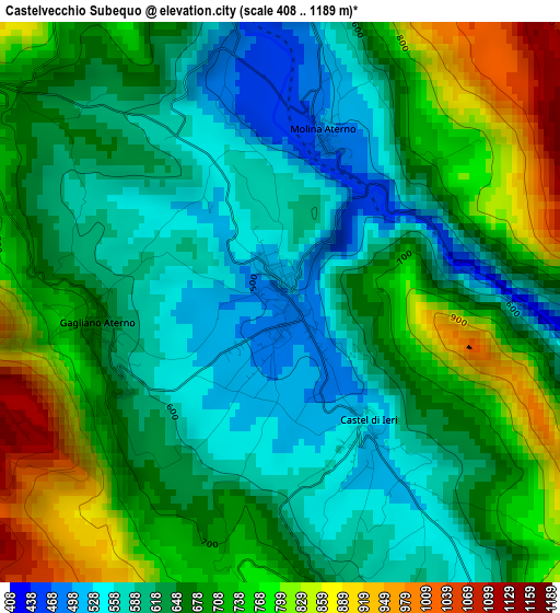 Castelvecchio Subequo elevation map