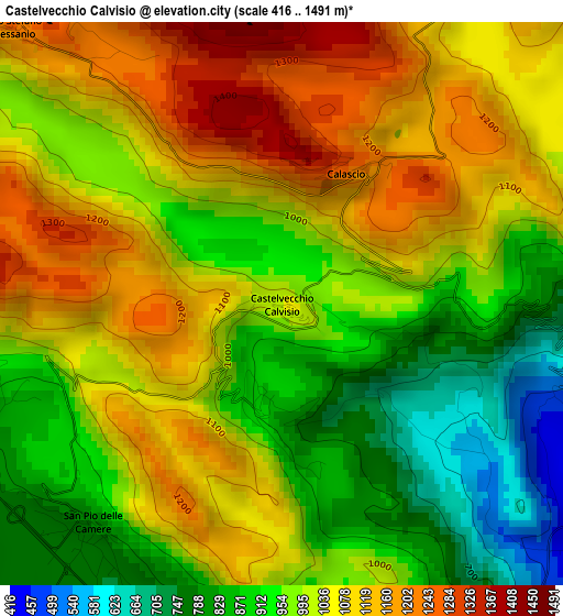 Castelvecchio Calvisio elevation map